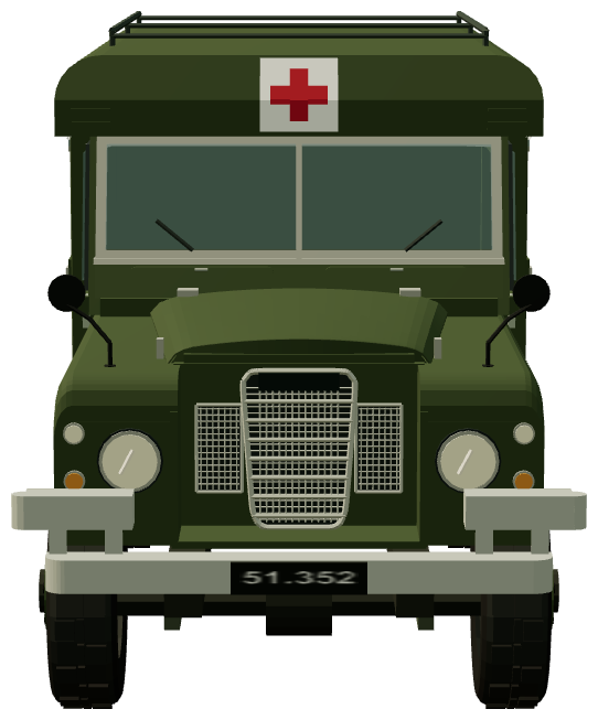 Danish Army 109 Marshall Ambulance — front view, registry 3D render