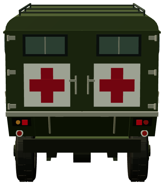 Danish Army 109 Marshall Ambulance — rear view, registry 3D render
