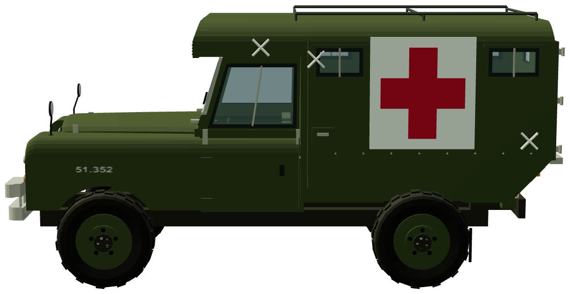 Danish Army 109 Marshall Ambulance — side view, registry 3D render