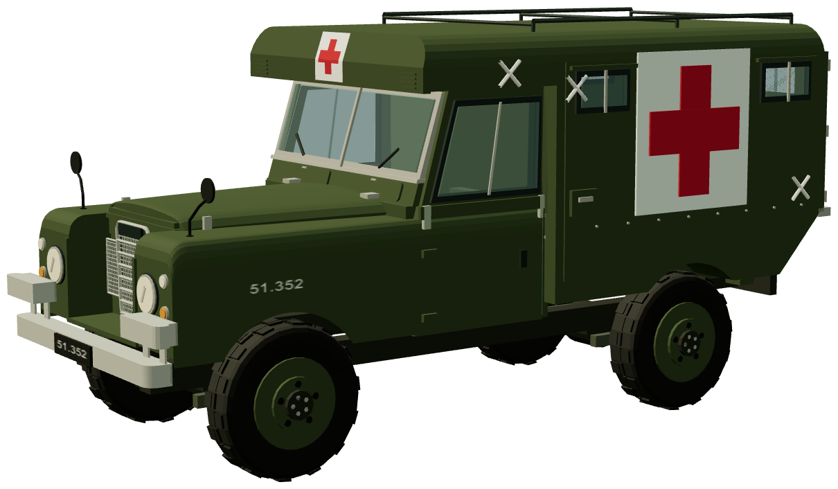 Danish Army 109 Marshall Ambulance — three-quarter view, registry 3D render