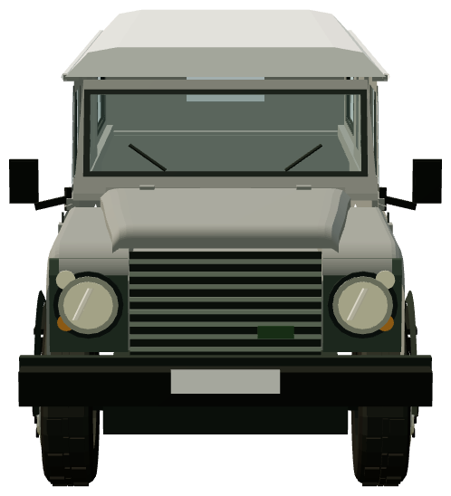 Defender 147 Stretch — front view, registry 3D render