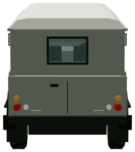 Defender 147 Stretch — rear view, registry 3D render