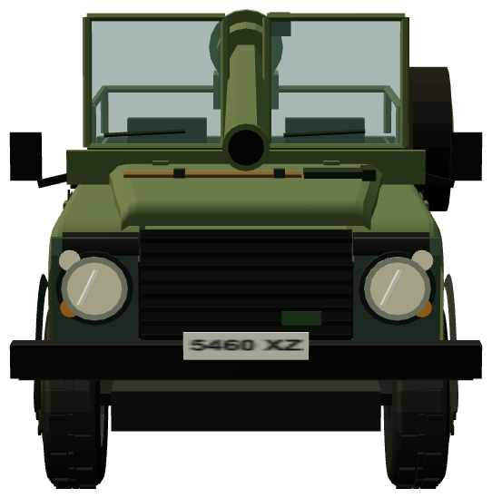 Defender 90 106 mm Recoilless Rifle Gunship — front view, registry 3D render