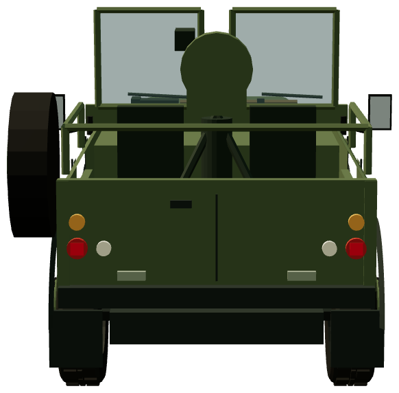 Defender 90 106 mm Recoilless Rifle Gunship — rear view, registry 3D render