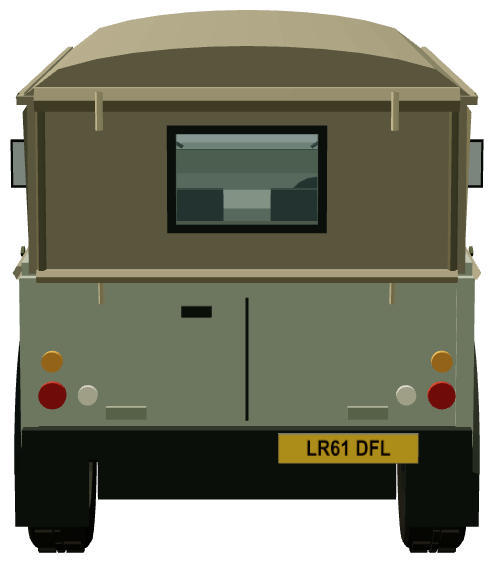 Defender 110 — rear view, registry 3D render