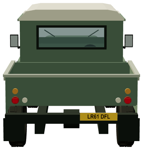 Defender 130 Hi-Cap — rear view, registry 3D render