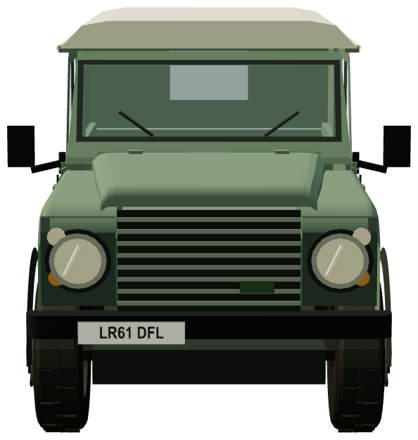 Defender 90 — front view, registry 3D render