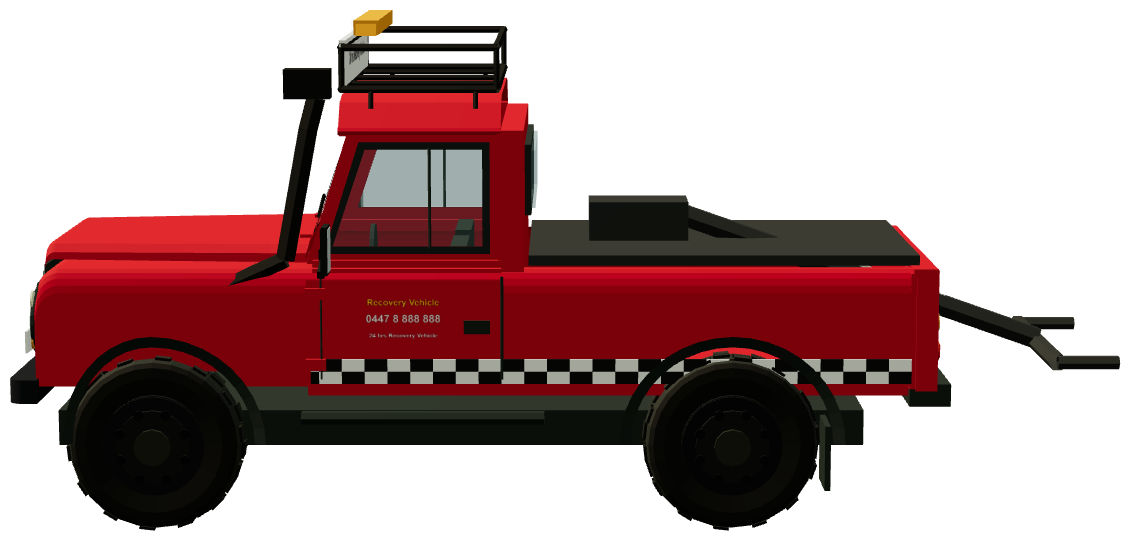 Dhaka 24 hrs Recovery Defender 110 Wrecker — side view, registry 3D render