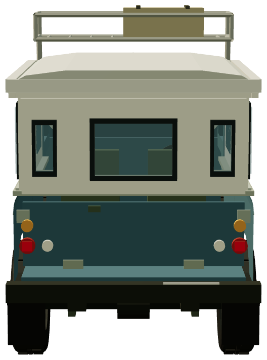 Series II 109 Dormobile — rear view, registry 3D render