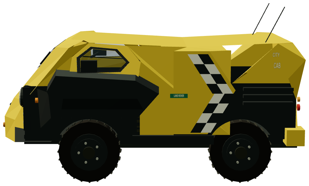 Judge Dredd City Cab — side view, registry 3D render