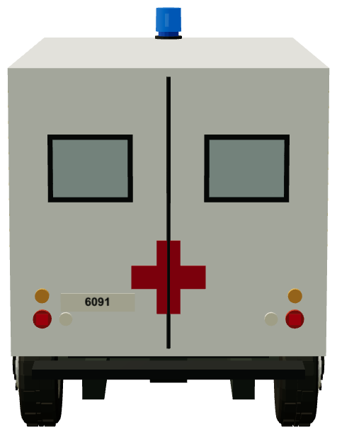 French Army Durisotti Defender 130 Ambulance — rear view, registry 3D render