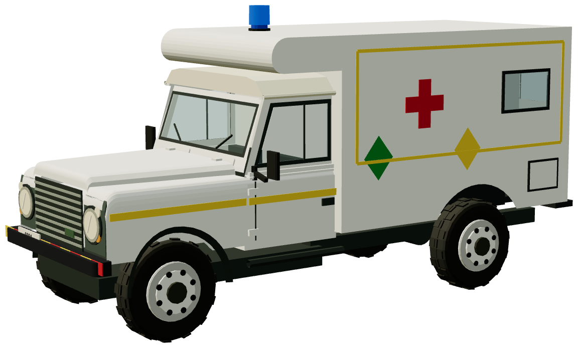 French Army Durisotti Defender 130 Ambulance — three-quarter view, registry 3D render