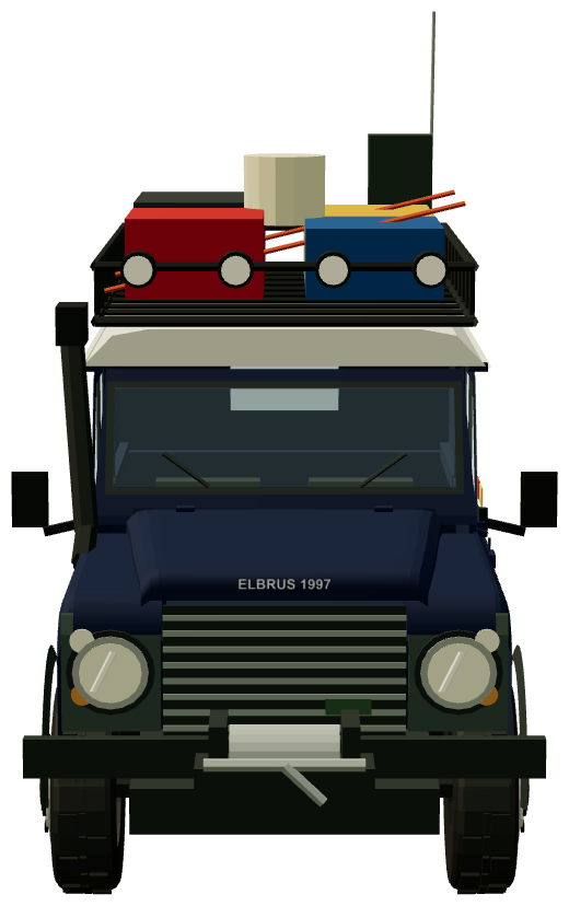 1997 Elbrus Expedition Defender 90 — front view, registry 3D render