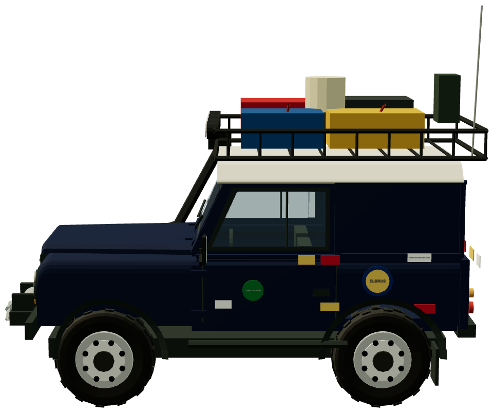 1997 Elbrus Expedition Defender 90 — side view, registry 3D render