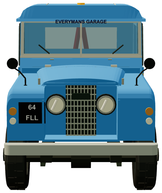 Everyman's Garage Goodwood Recovery Series II 88 — front view, registry 3D render