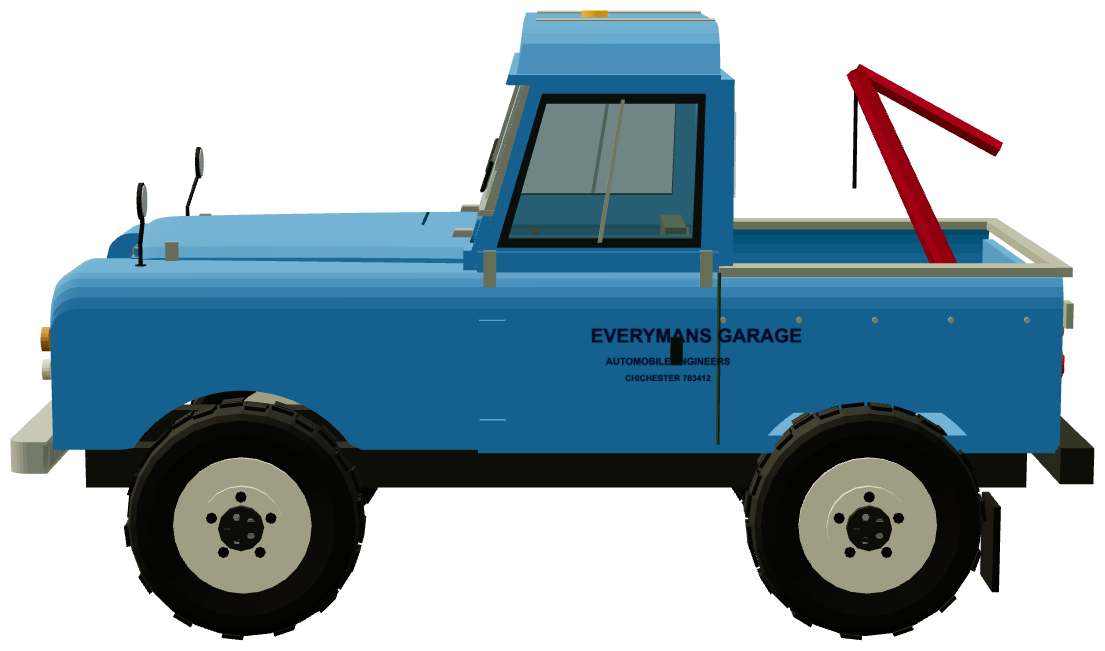 Everyman's Garage Goodwood Recovery Series II 88 — side view, registry 3D render