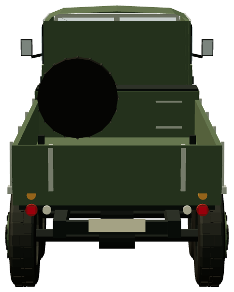 FC82 6×6 — rear view, registry 3D render