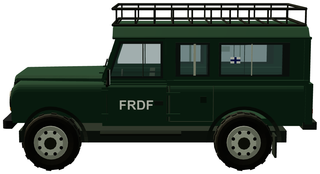 Finnish Defender 110 Station Wagon — side view, registry 3D render