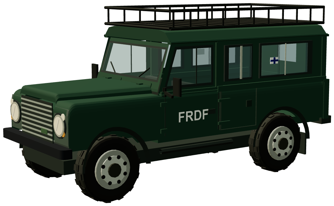 Finnish Defender 110 Station Wagon — three-quarter view, registry 3D render