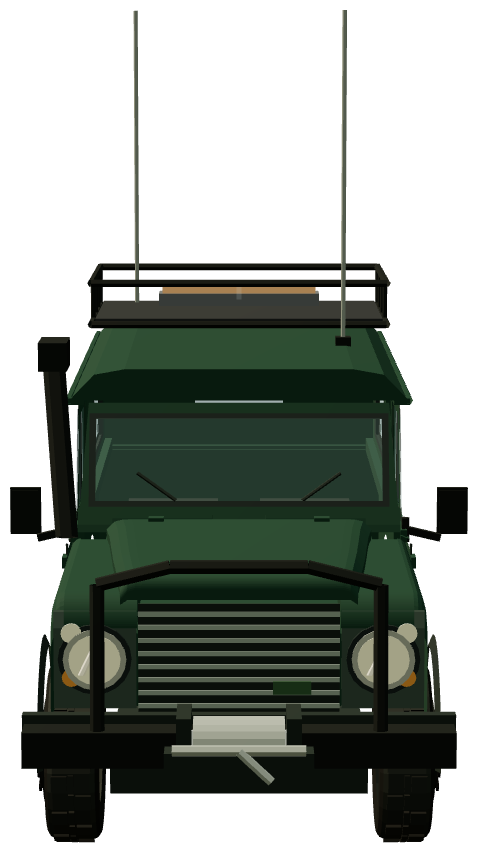 Finnish FRDF Militarised Defender 110 FFR — front view, registry 3D render