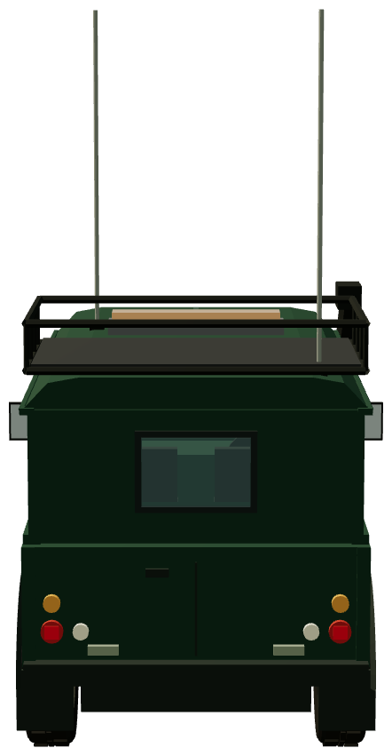 Finnish FRDF Militarised Defender 110 FFR — rear view, registry 3D render