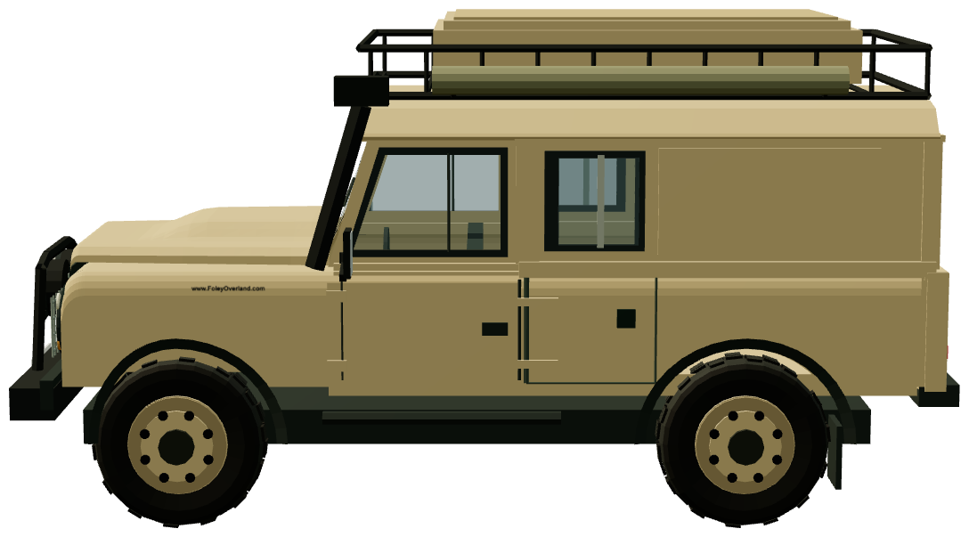 Foley Defender 110 Sand Expedition Wagon — side view, registry 3D render
