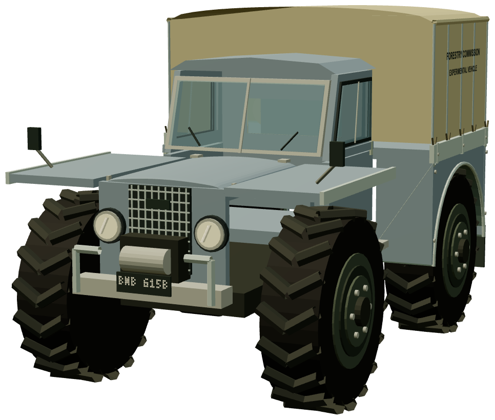 Forestry Commission Roadless Fire Tender — front three-quarter render