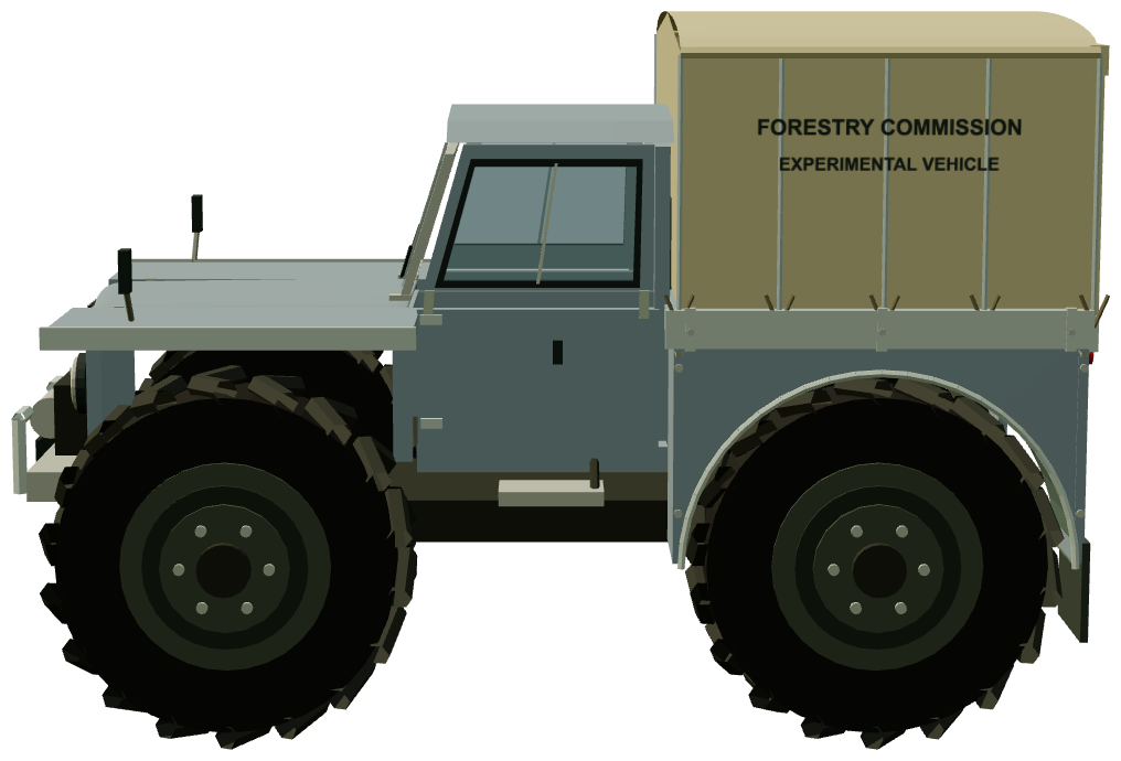 Forestry Commission Roadless Fire Tender — side view, registry 3D render