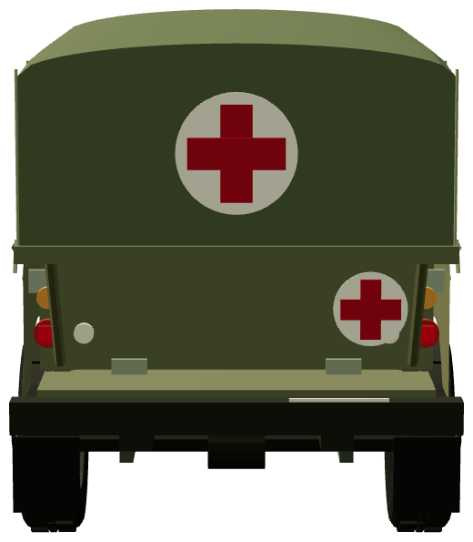 Forward Area Ambulance — rear view, registry 3D render