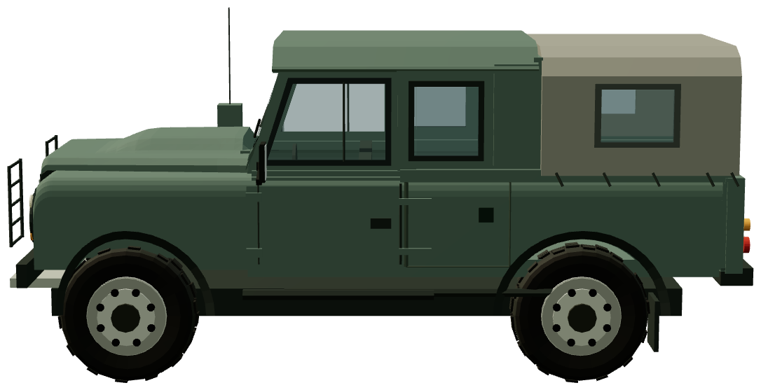 French Army Defender 110 Double Cab — side view, registry 3D render