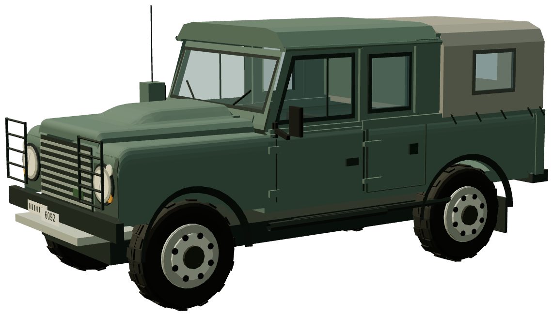 French Army Defender 110 Double Cab — three-quarter view, registry 3D render
