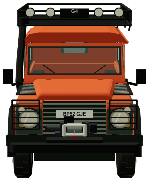 G4 Challenge 2003 Defender 110 Td5 — front view, registry 3D render