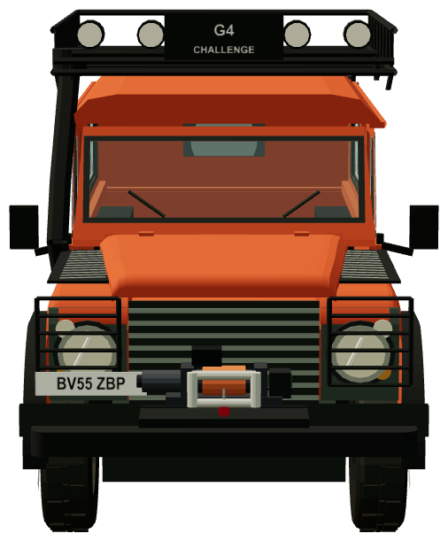 G4 Challenge 2006 Defender 110 Support — front view, registry 3D render