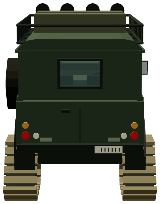 Global Expedition Wolf with Mattracks — rear view, registry 3D render