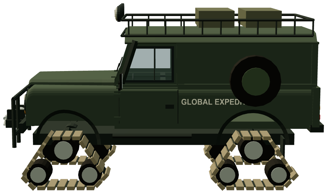 Global Expedition Wolf with Mattracks — side view, registry 3D render