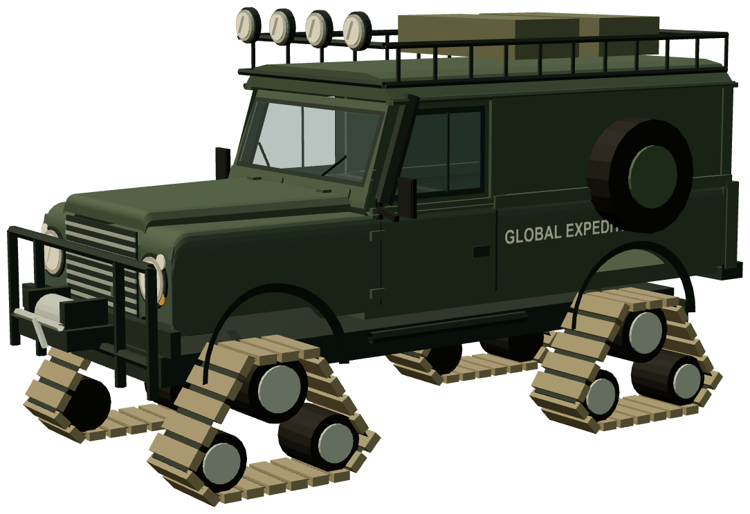 Global Expedition Wolf with Mattracks — three-quarter view, registry 3D render
