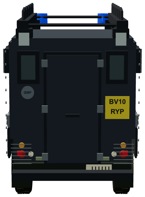 Greater Manchester Police Armoured 110 — rear view, registry 3D render