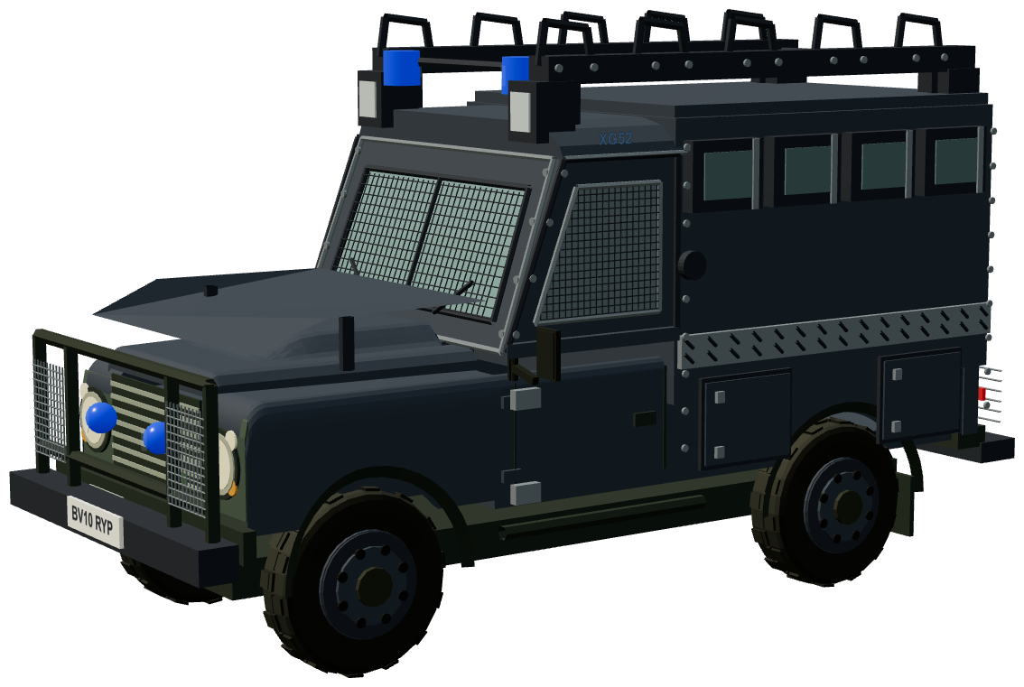 Greater Manchester Police Armoured 110 — three-quarter view, registry 3D render