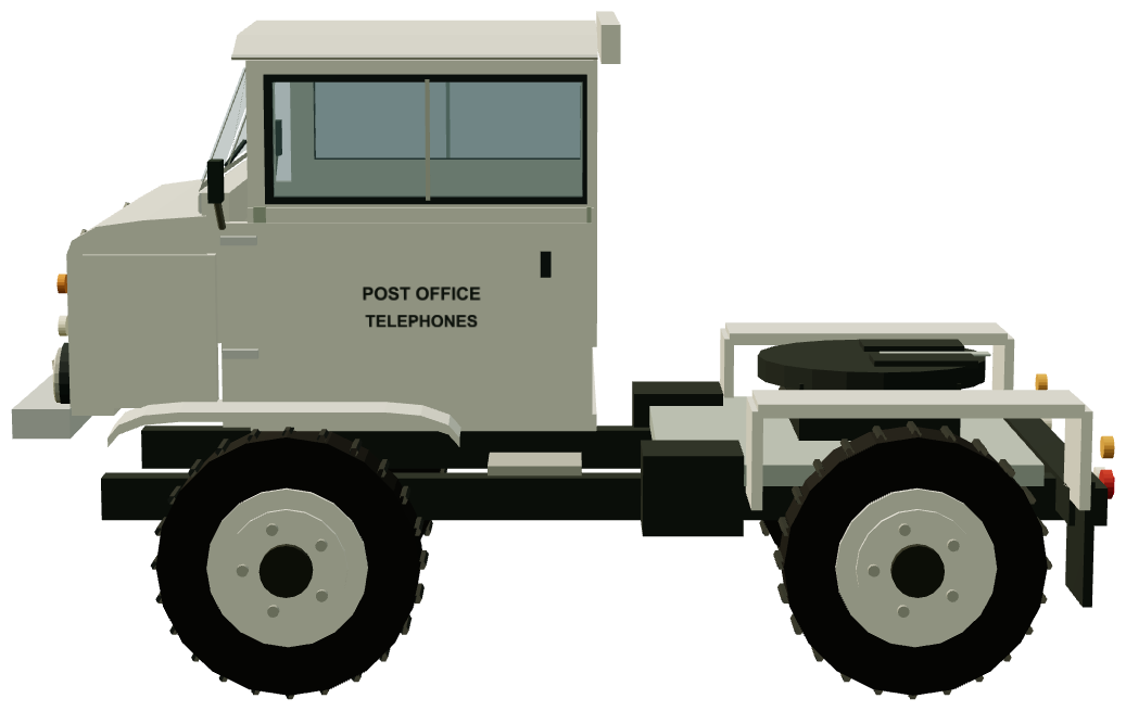 GPO Forward Control Tractor — side view, registry 3D render