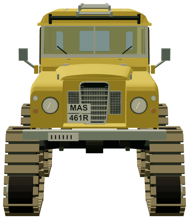 GPO Land Rover Snowtrac — front view, registry 3D render