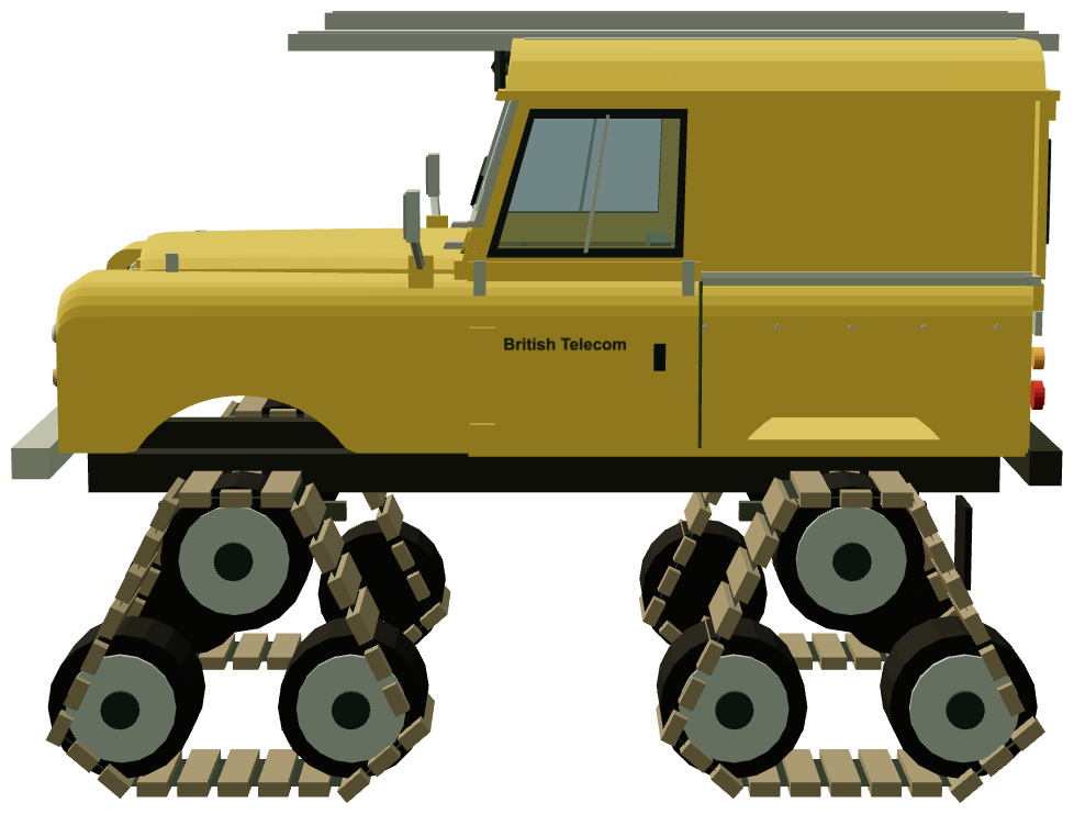 GPO Land Rover Snowtrac — side view, registry 3D render