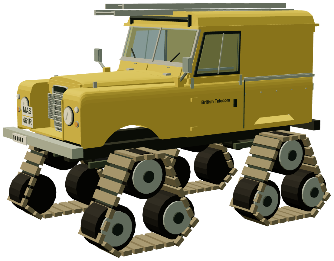 GPO Land Rover Snowtrac — three-quarter view, registry 3D render