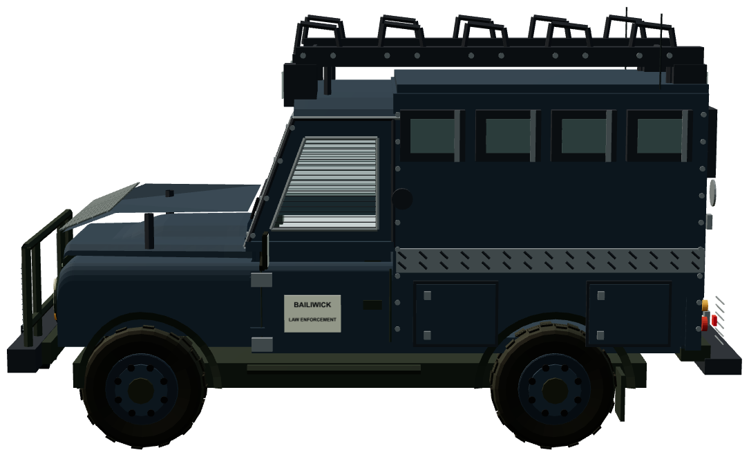 Guernsey Police Armoured 110 — side view, registry 3D render
