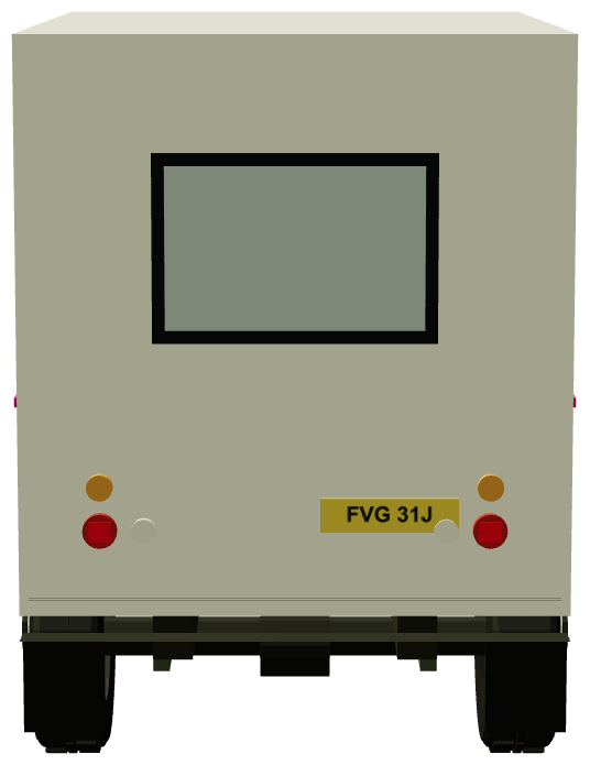 Hemsby Beach Ice Cream Van FVG 31J — rear view, registry 3D render