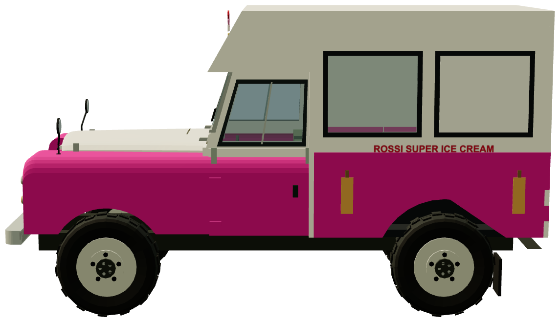 Hemsby Beach Ice Cream Van FVG 31J — side view, registry 3D render