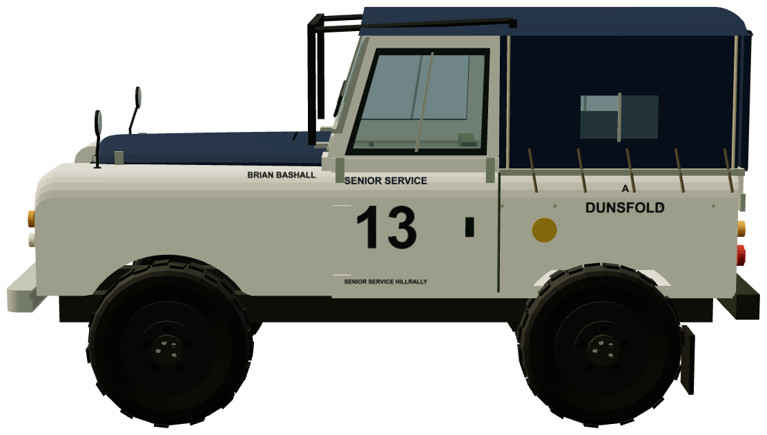 Dunsfold Hillrally Series II — side view, registry 3D render