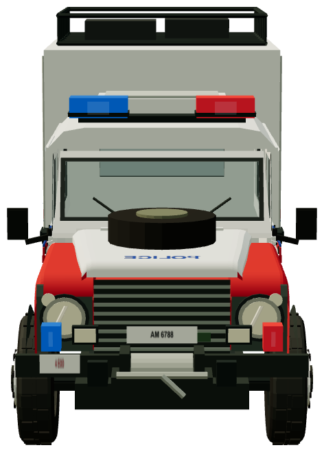 HKPF EOD Defender 130 6×6 — front view, registry 3D render