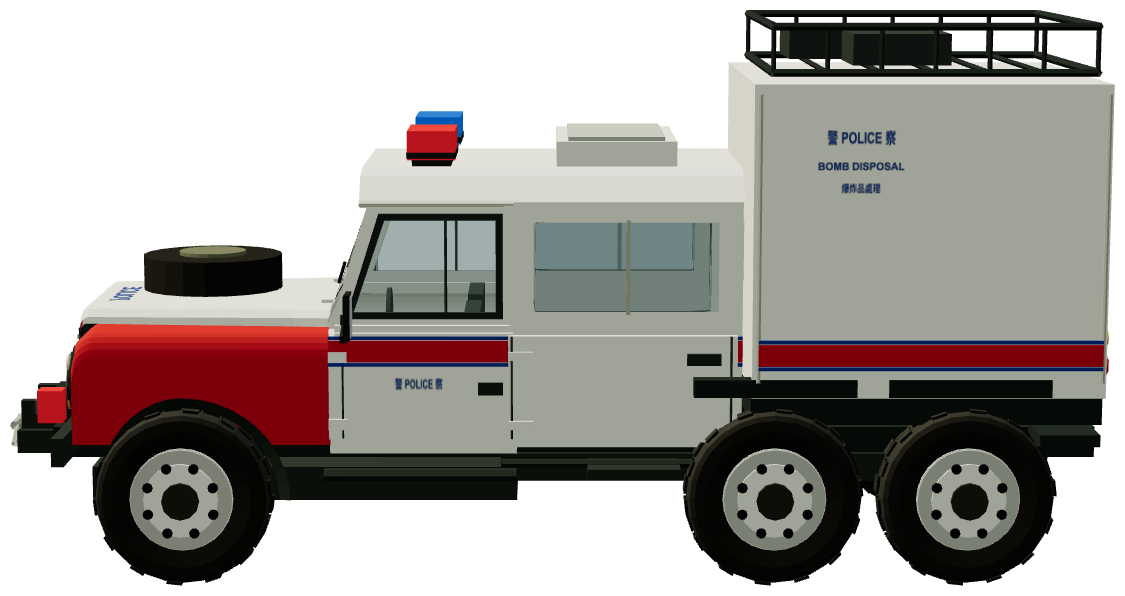 HKPF EOD Defender 130 6×6 — side view, registry 3D render