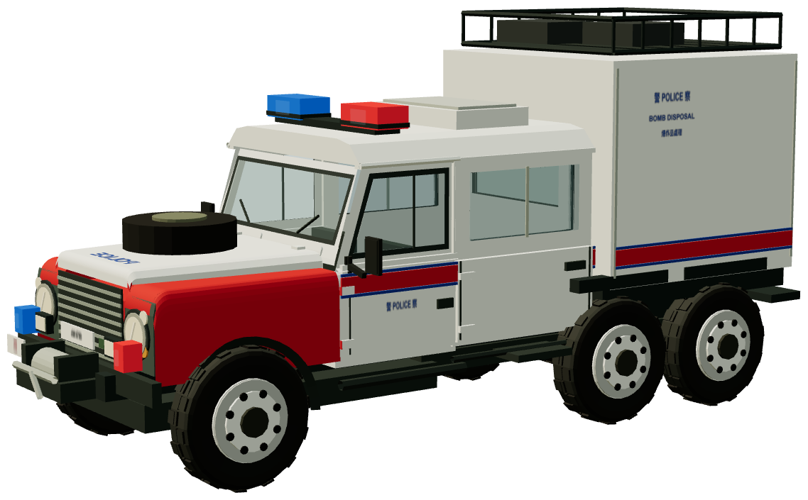 HKPF EOD Defender 130 6×6 — three-quarter view, registry 3D render