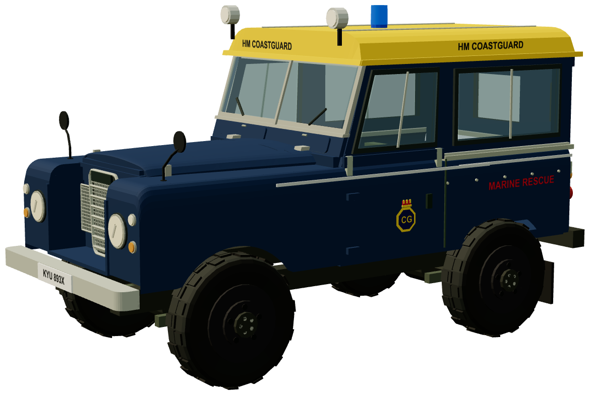 HM Coastguard Series III 88 Station Wagon — three-quarter view, registry 3D render
